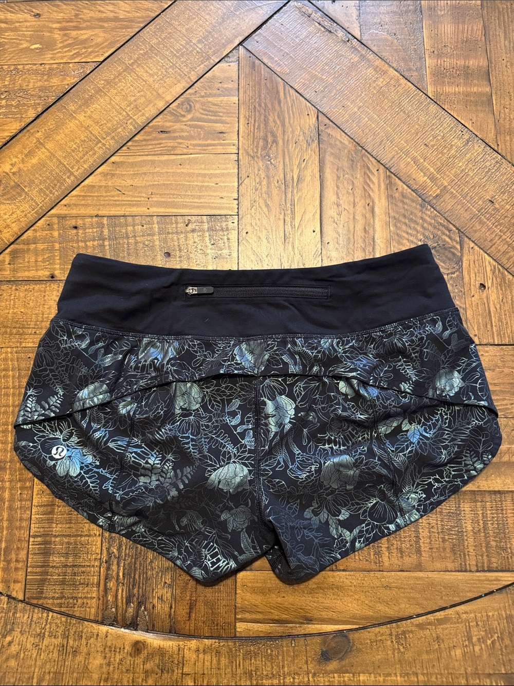 lululemon athletica Black Floral Print Athletic Shorts